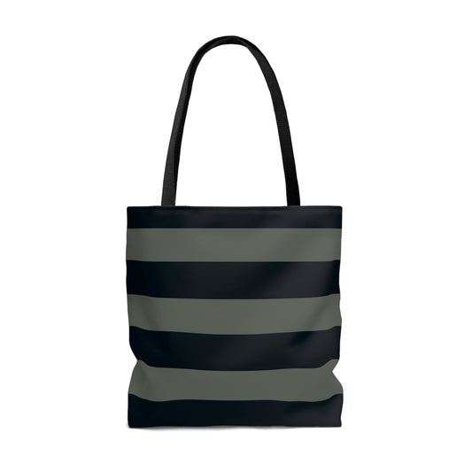 Lightweight Tote Bag - Sage/Navy Stripes