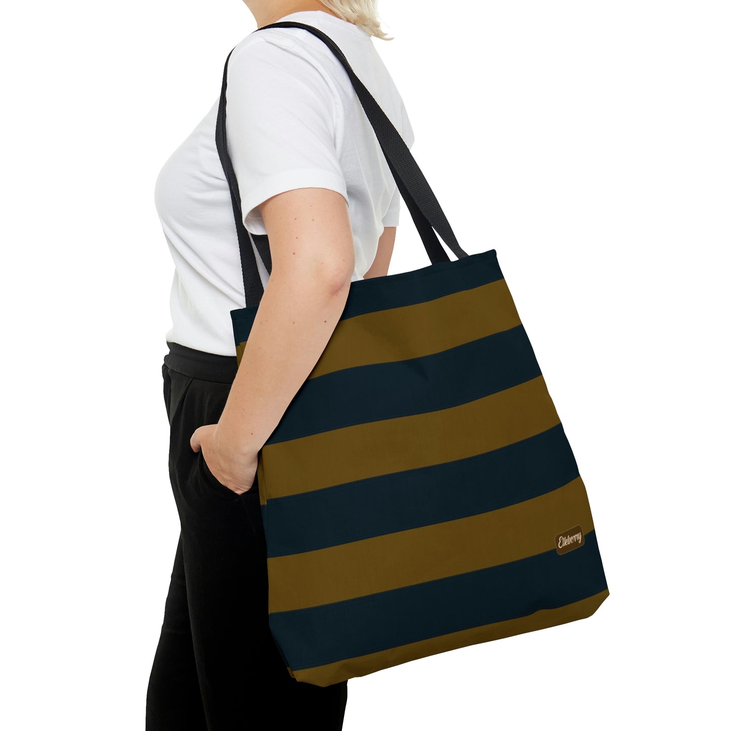Lightweight Tote Bag - Mustard/Navy Stripes