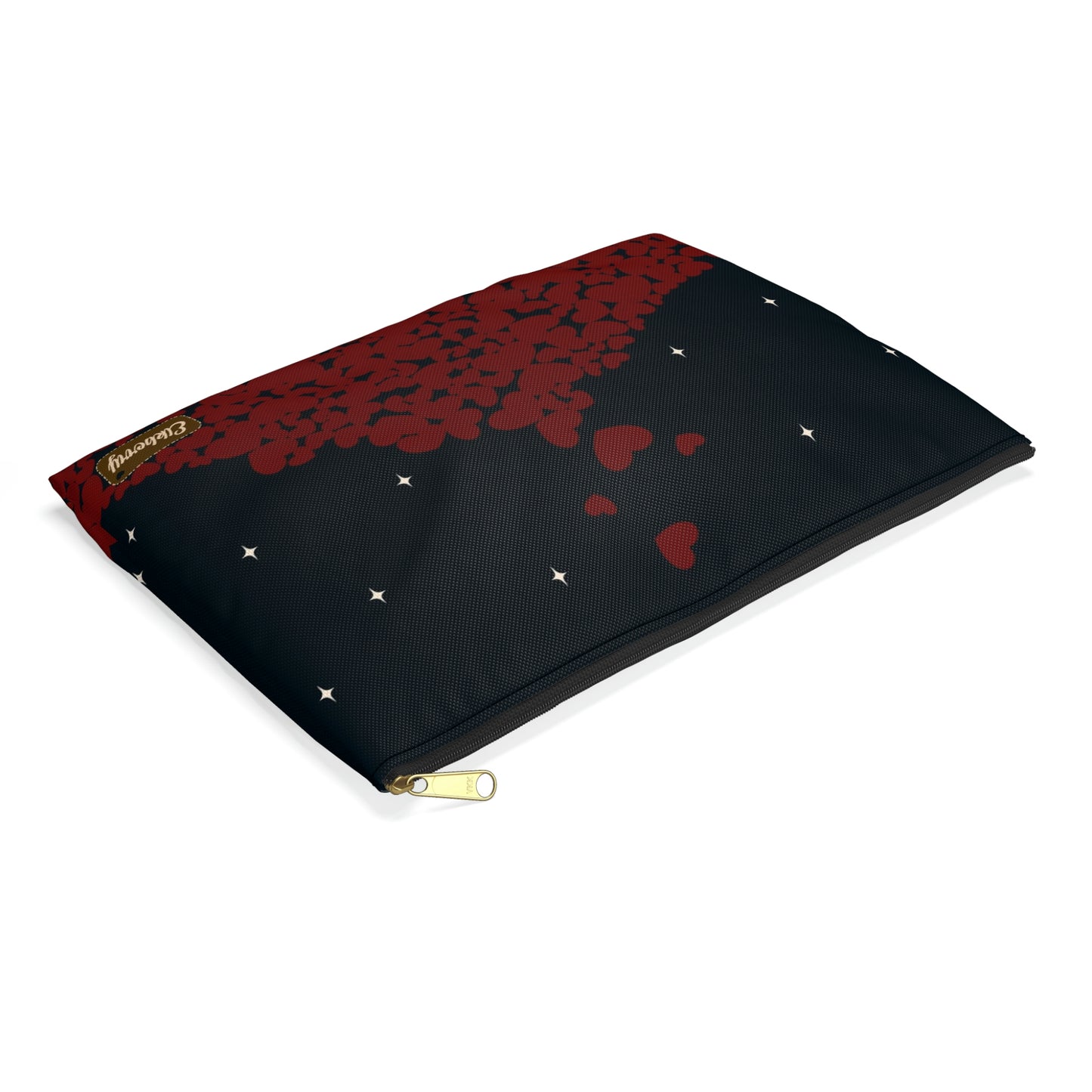 Flat Zipper Pouch - Pile of Hearts on Navy