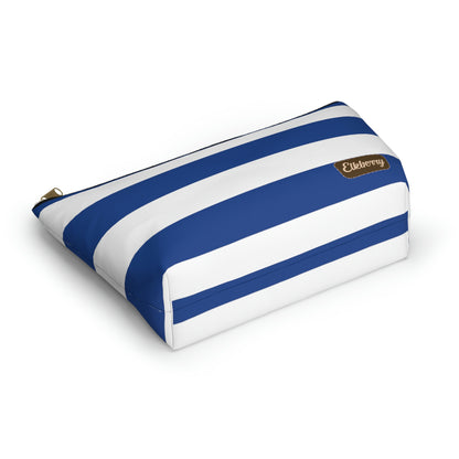 Big Bottom Zipper Pouch - True Blue/White Stripes