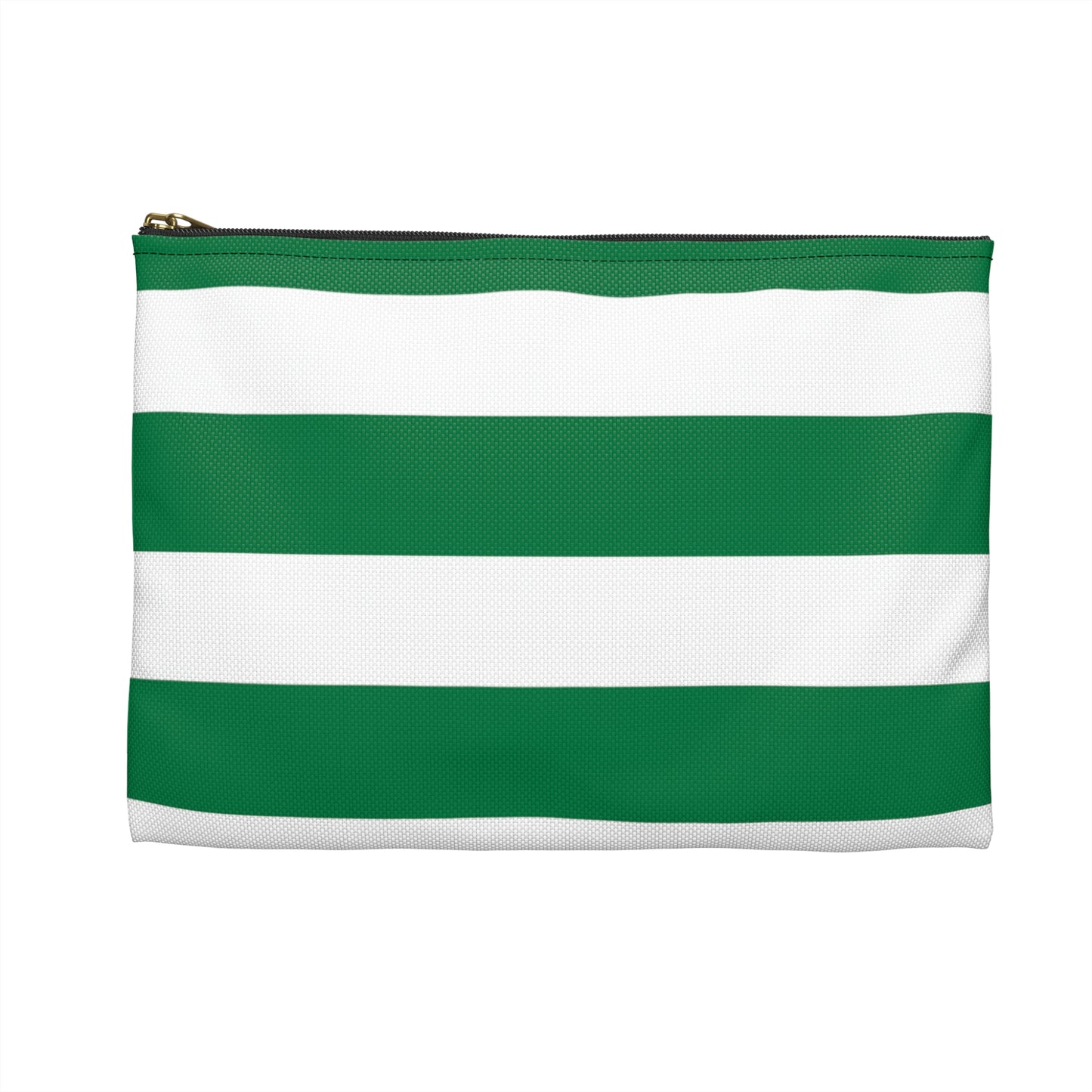 Flat Zipper Pouch - Kelly Green/White Stripes