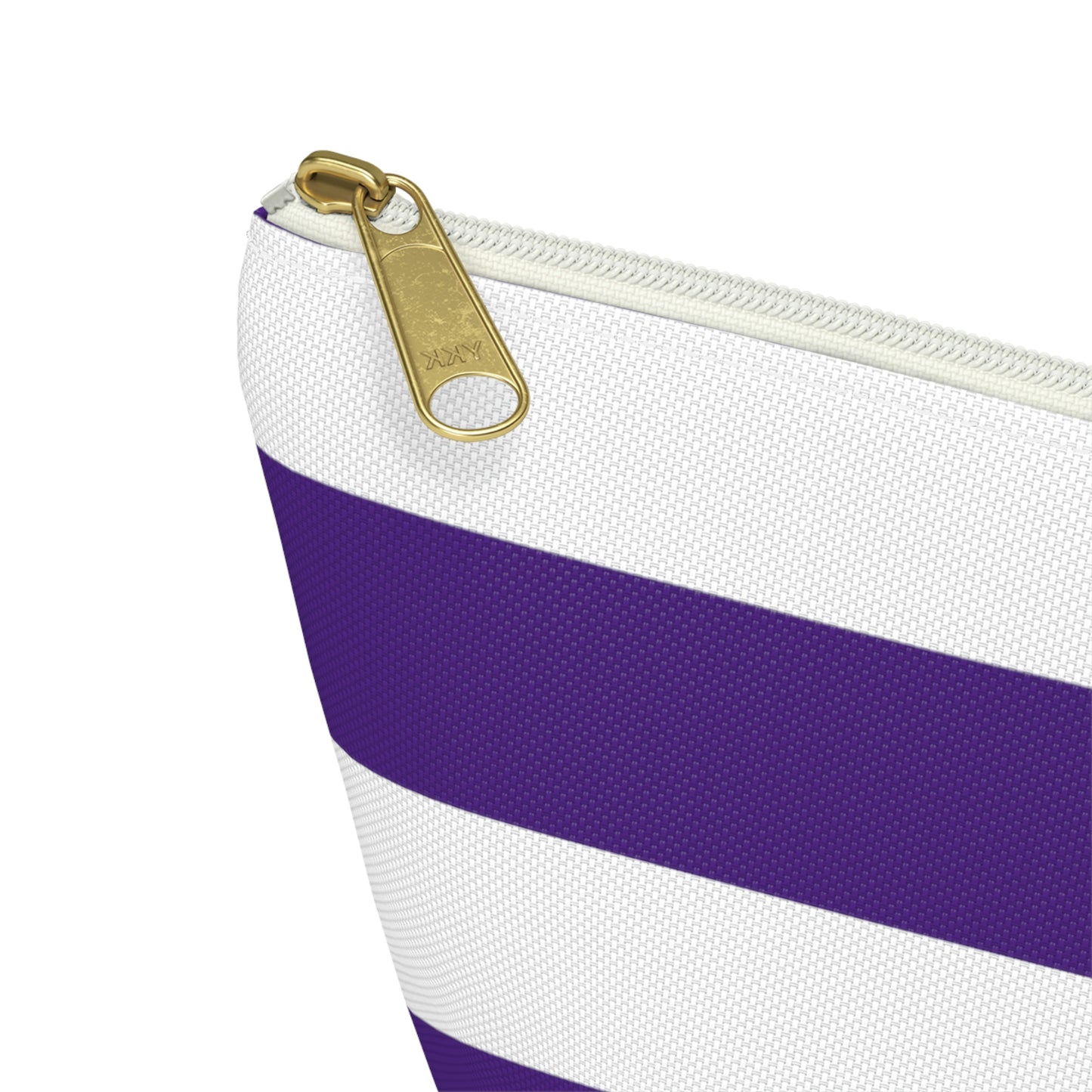 Big Bottom Zipper Pouch - Purple/White Stripes