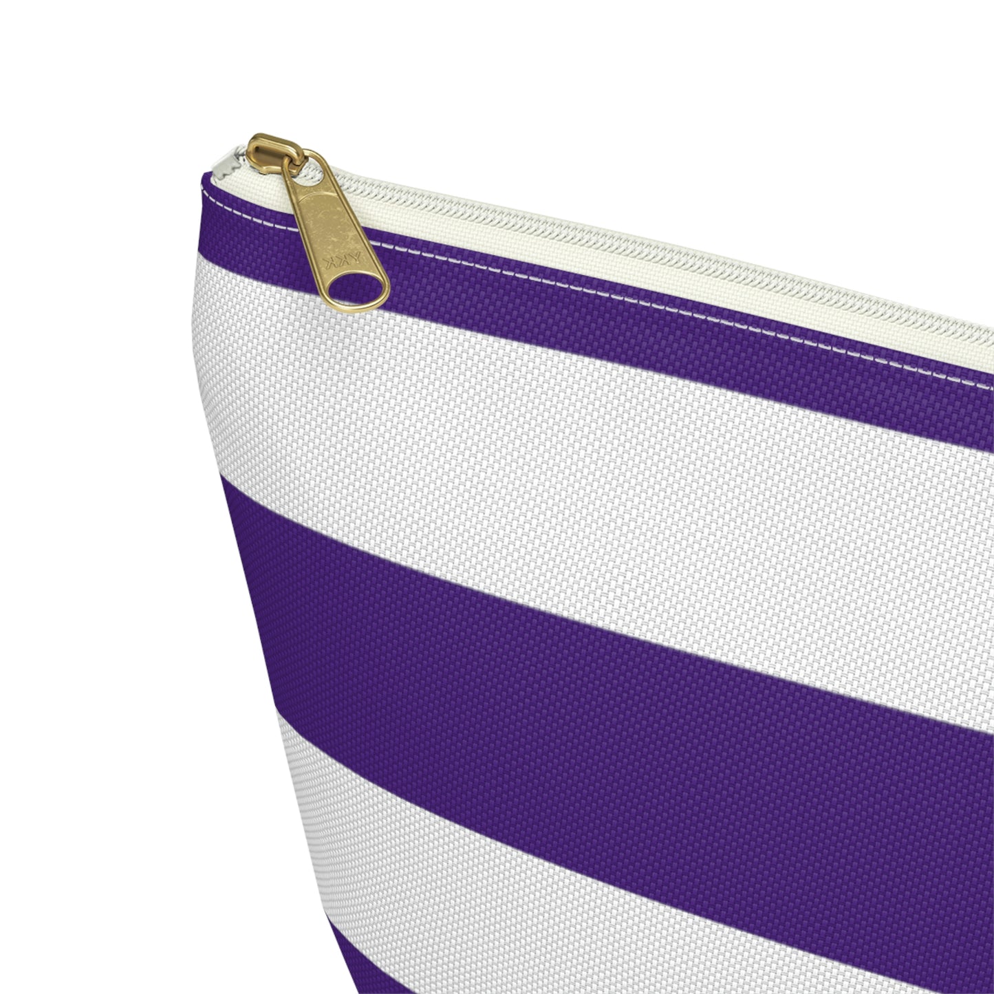 Big Bottom Zipper Pouch - Purple/White Stripes