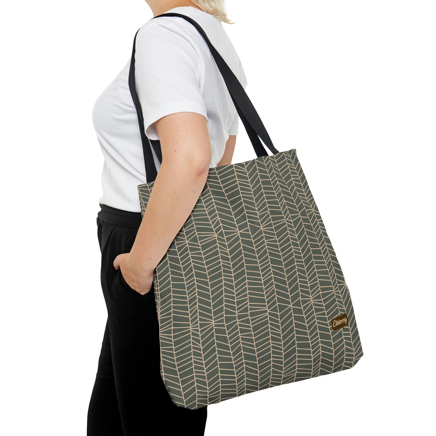 Lightweight Tote Bag - Herringbone in Sage