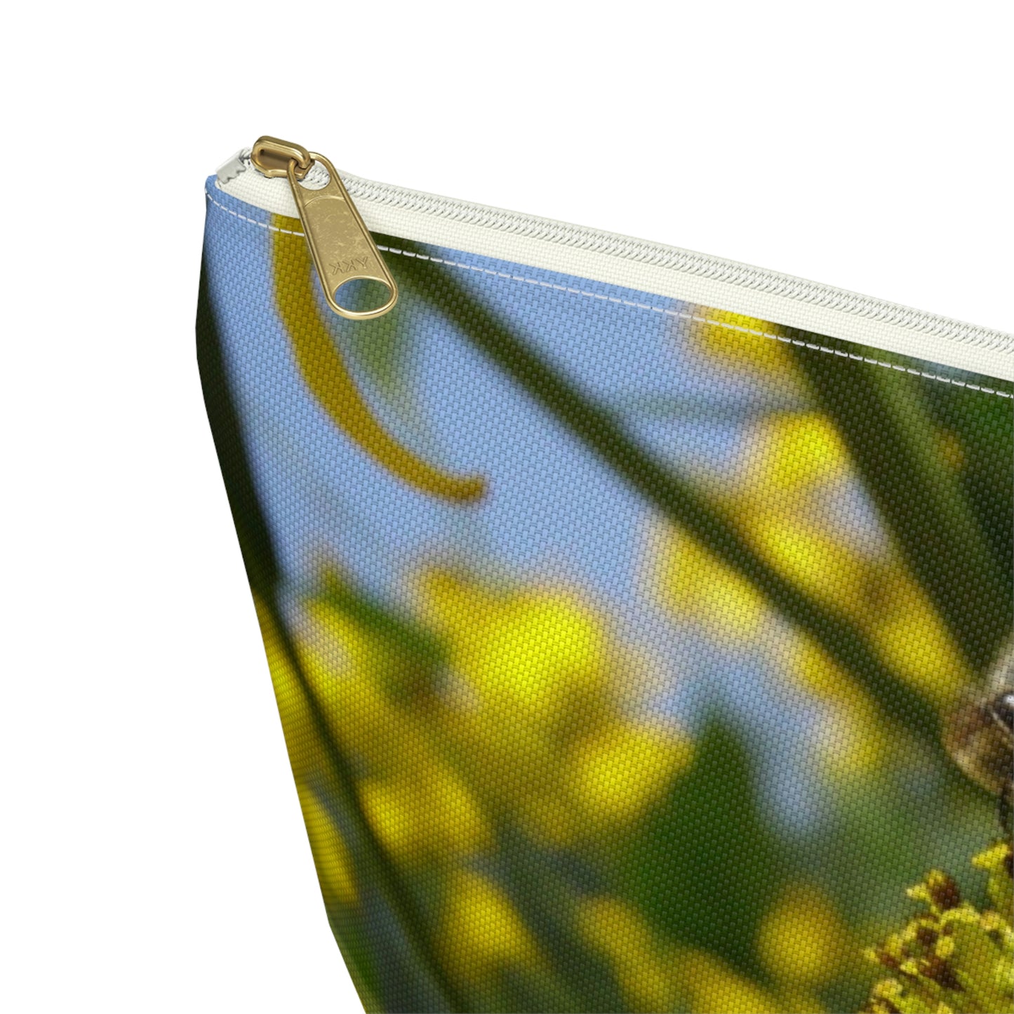 Big Bottom Zipper Pouch - Bee on Yellow Coneflower