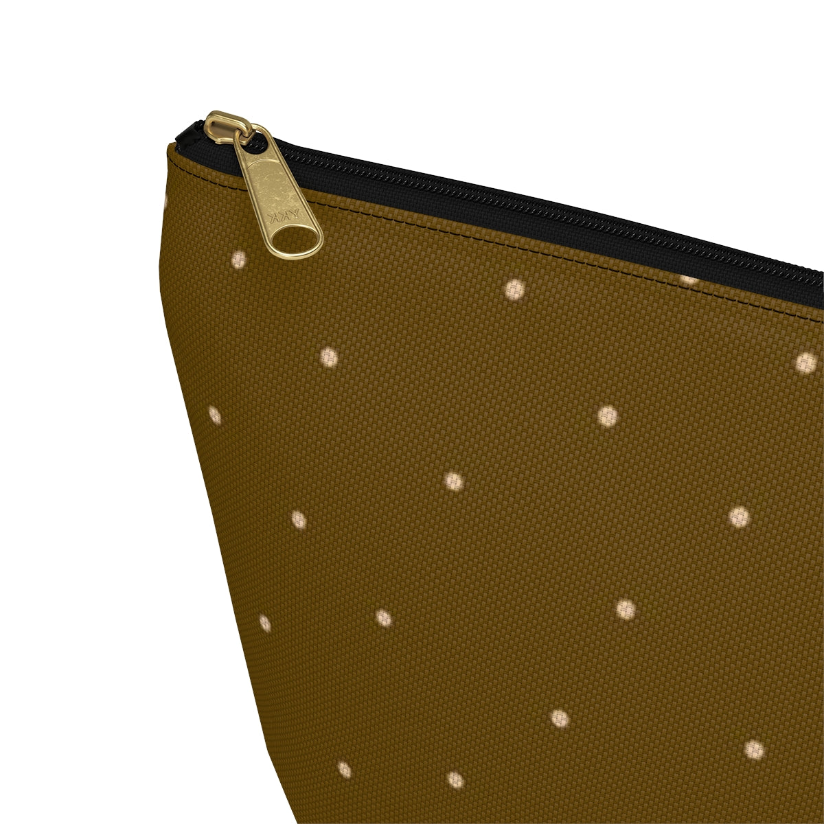 Big Bottom Zipper Pouch - Dots on Mustard