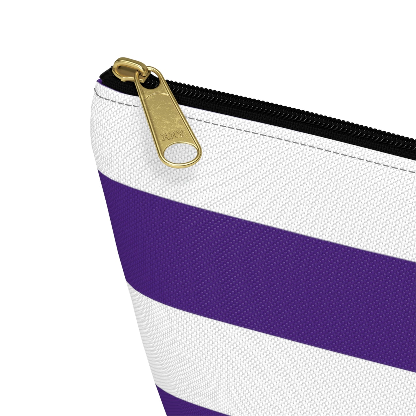 Big Bottom Zipper Pouch - Purple/White Stripes