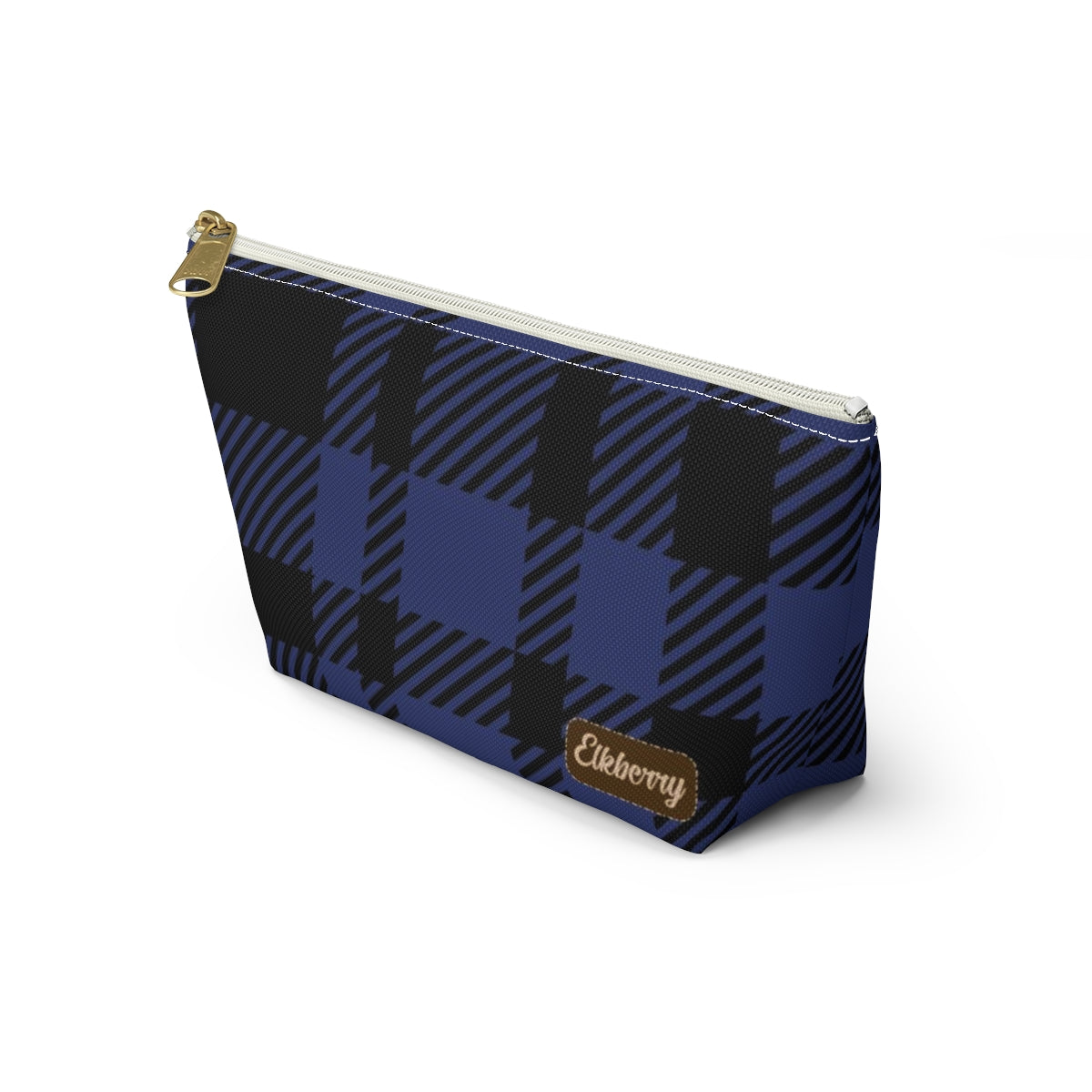 Big Bottom Zipper Pouch - Blue Buffalo Check, Blue Plaid