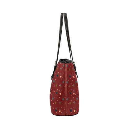 Potted Plants - Red Vegan Leather Zipper Tote Handbag (Large)