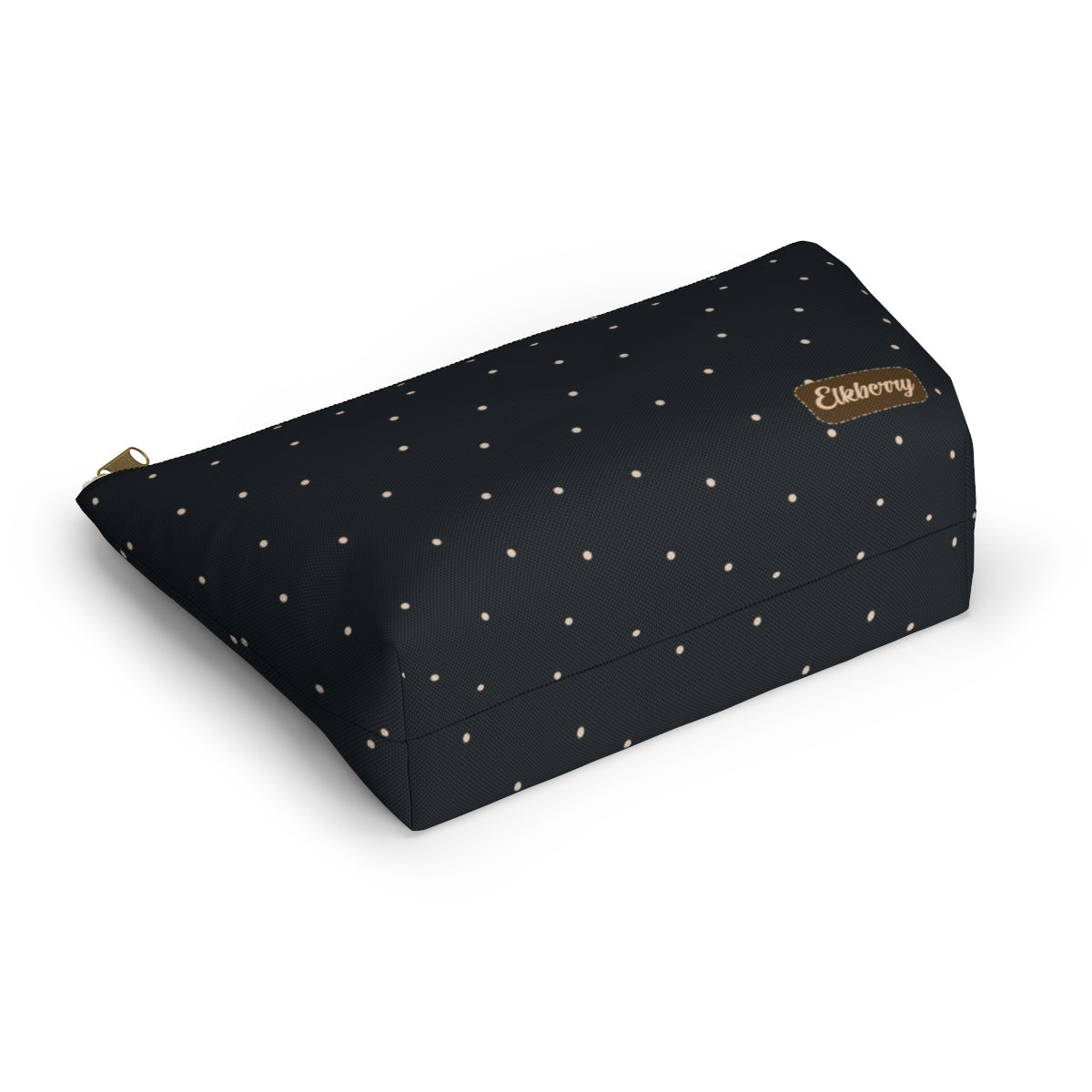 Big Bottom Zipper Pouch - Dots on Navy