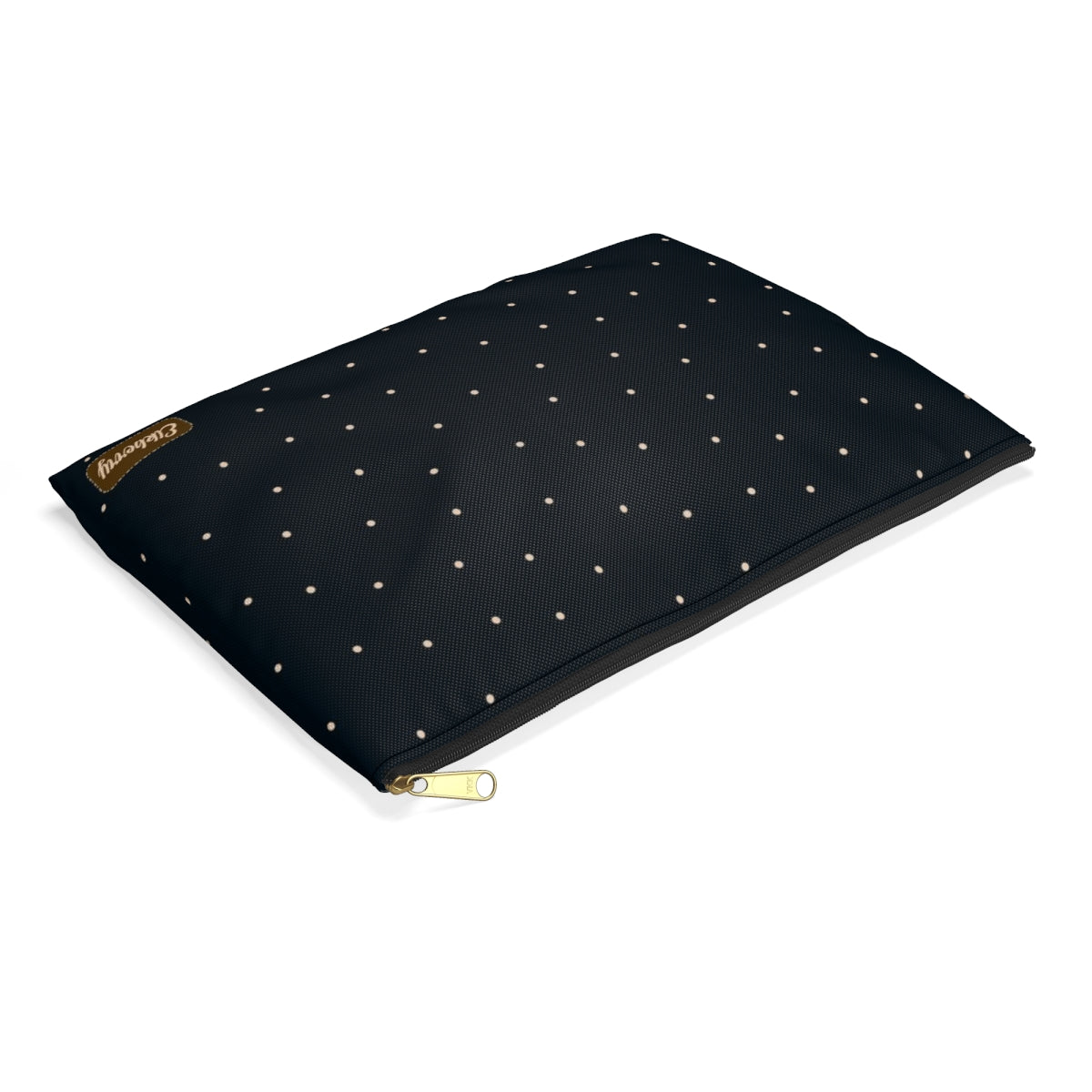 Flat Zipper Pouch - Dots on Navy