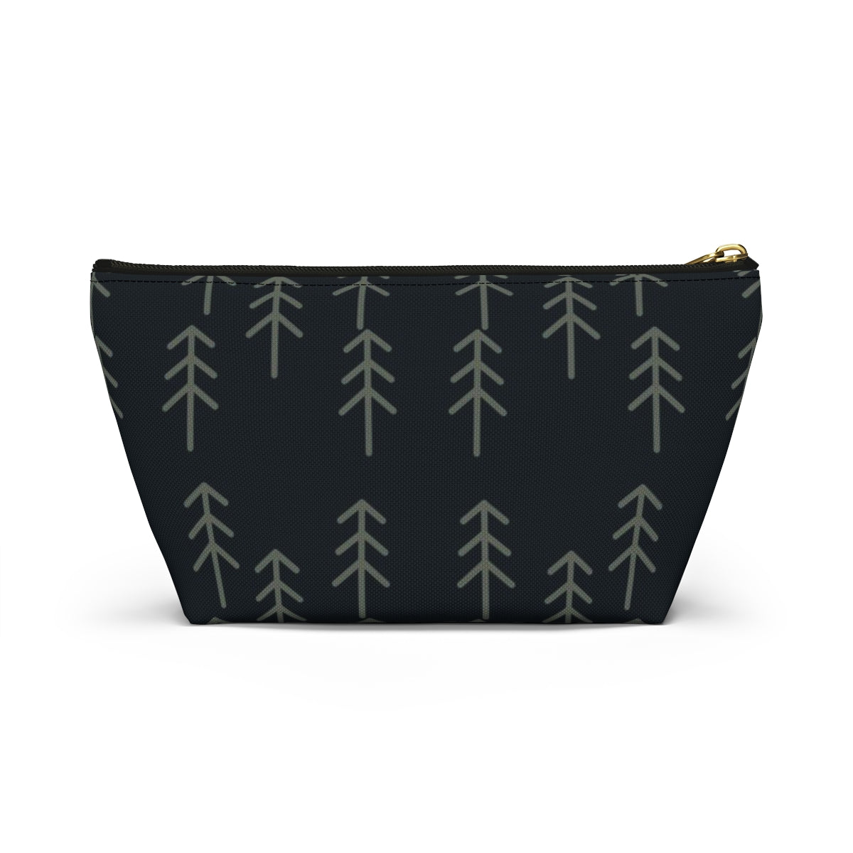 Big Bottom Zipper Pouch - Stick Trees in Navy