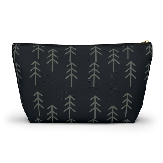 Big Bottom Zipper Pouch - Stick Trees in Navy