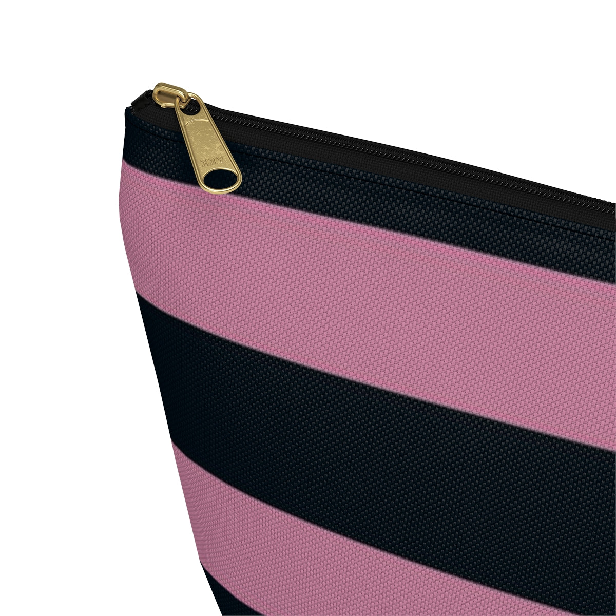 Big Bottom Zipper Pouch - Dusty Rose Pink/Navy Stripes