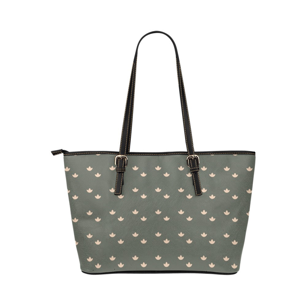 Lotus - Sage Vegan Leather Zipper Tote Handbag (Large)