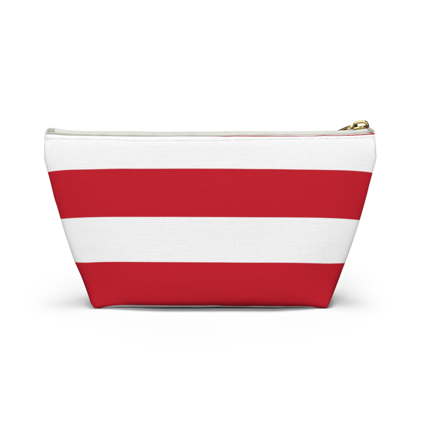 Big Bottom Zipper Pouch - Red/White Stripes