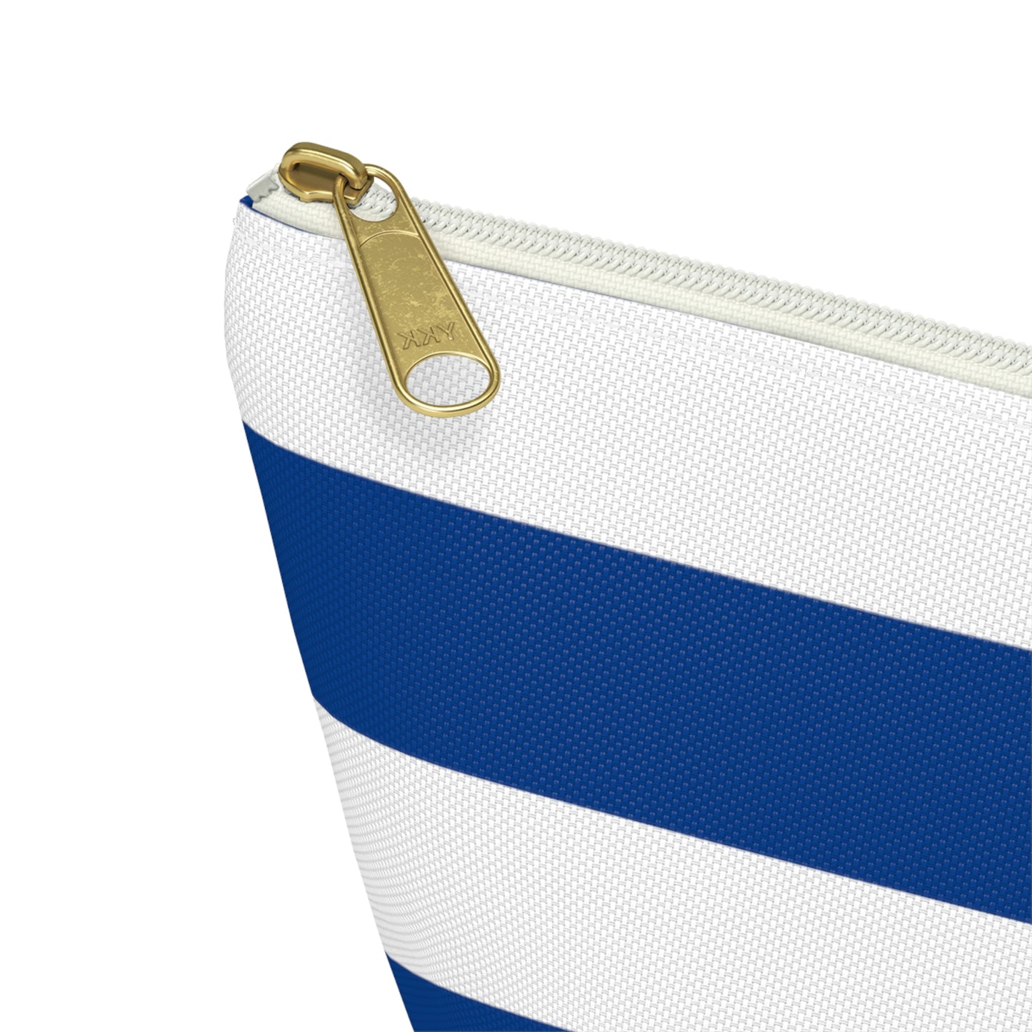 Big Bottom Zipper Pouch - True Blue/White Stripes