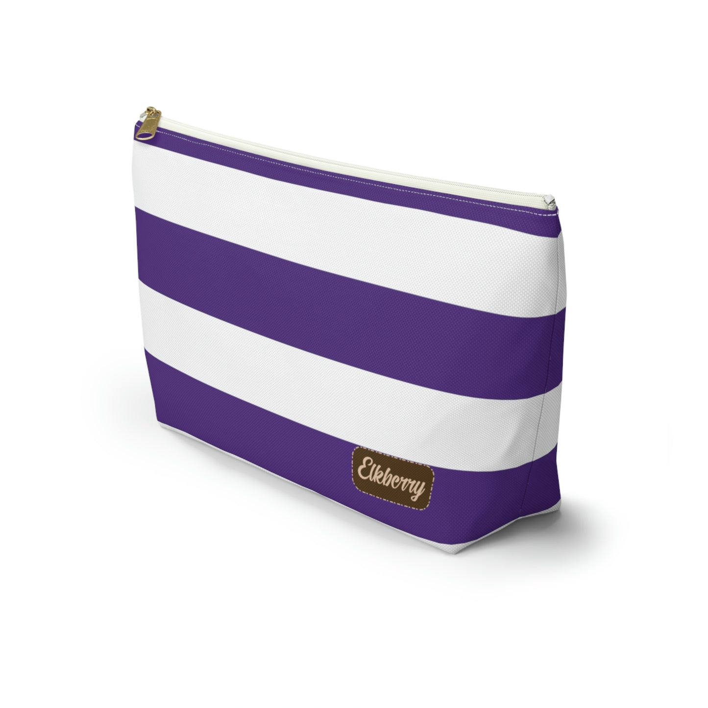 Big Bottom Zipper Pouch - Purple/White Stripes