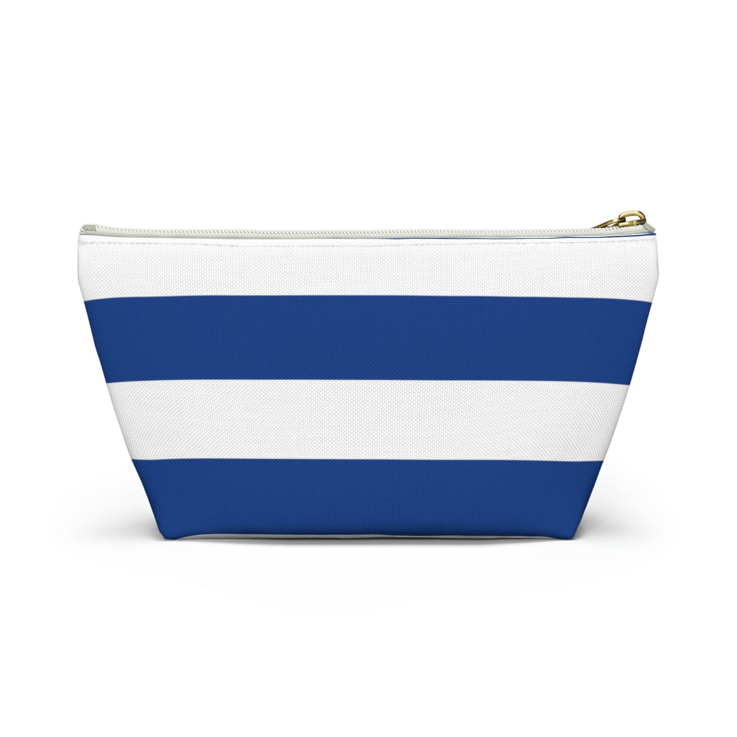 Big Bottom Zipper Pouch - True Blue/White Stripes