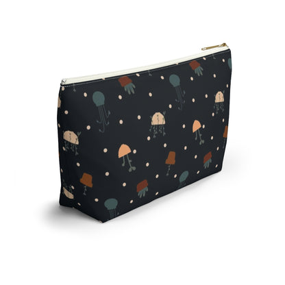 Big Bottom Zipper Pouch - Potted Plants in Navy