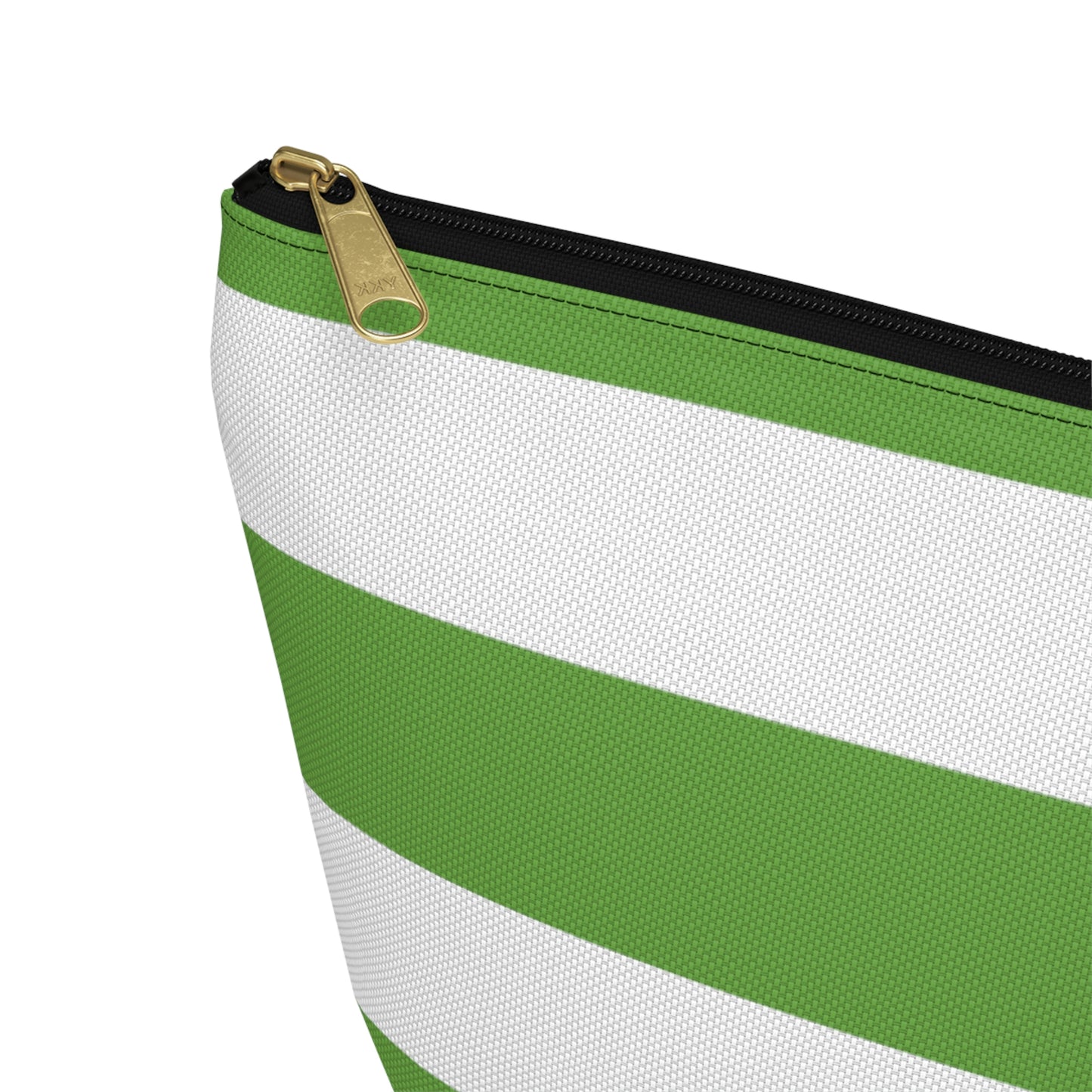 Big Bottom Zipper Pouch - Lime Green/White Stripes