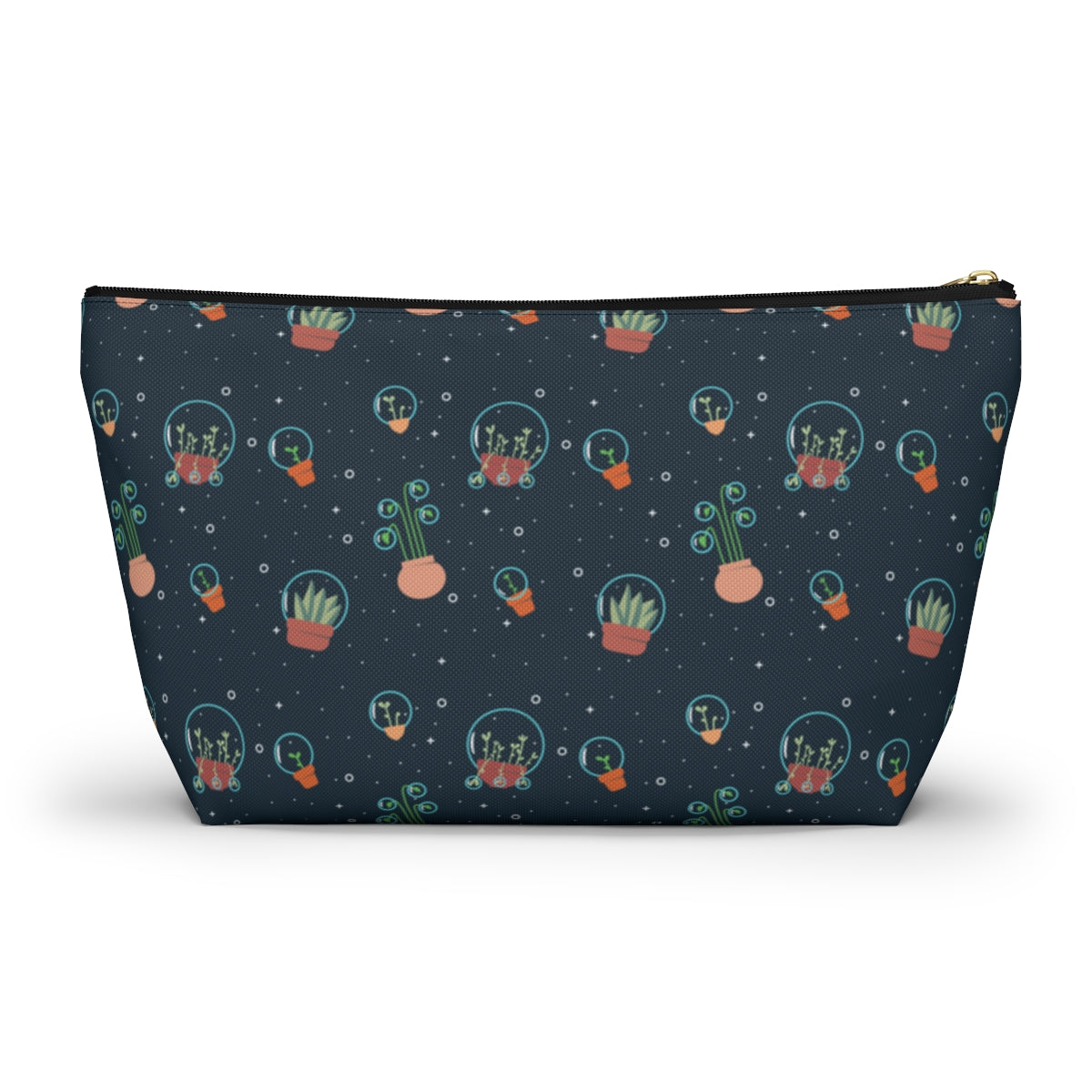 Big Bottom Zipper Pouch - Space Garden