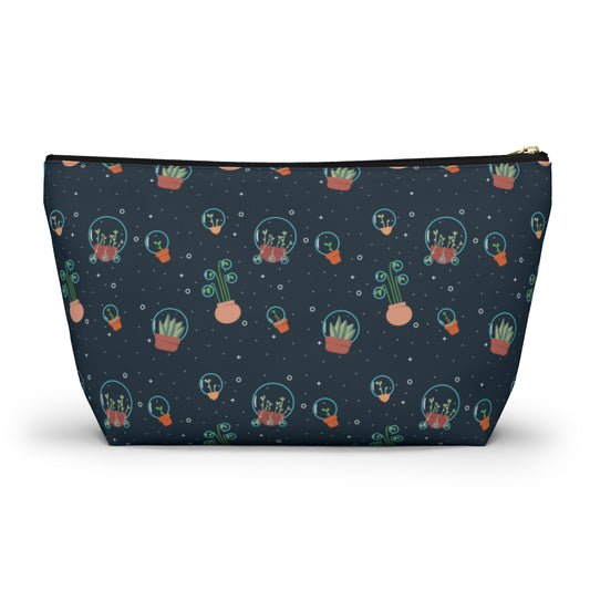 Big Bottom Zipper Pouch - Space Garden