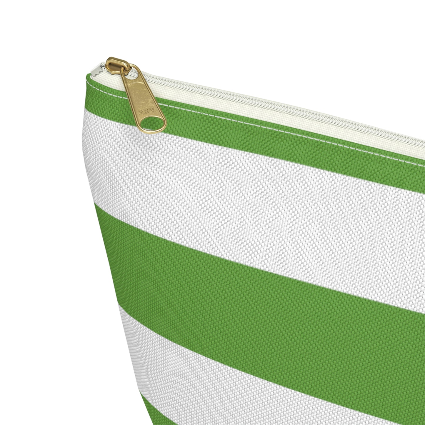 Big Bottom Zipper Pouch - Lime Green/White Stripes