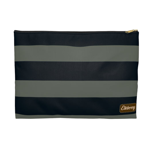 Flat Zipper Pouch - Sage/Navy Stripes