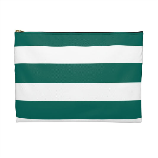 Flat Zipper Pouch - Turquoise/White Stripes