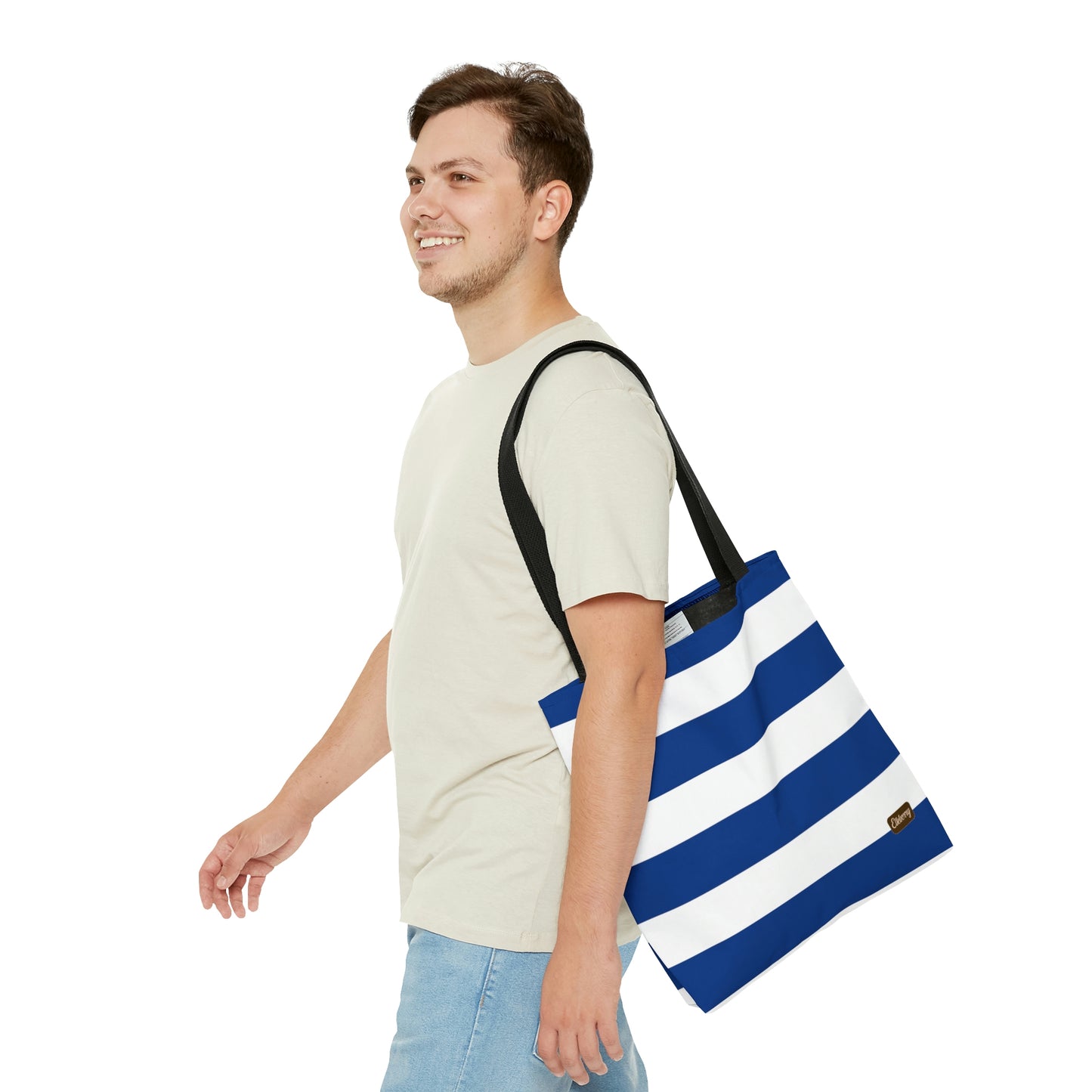 Lightweight Tote Bag - True Blue/White Stripes