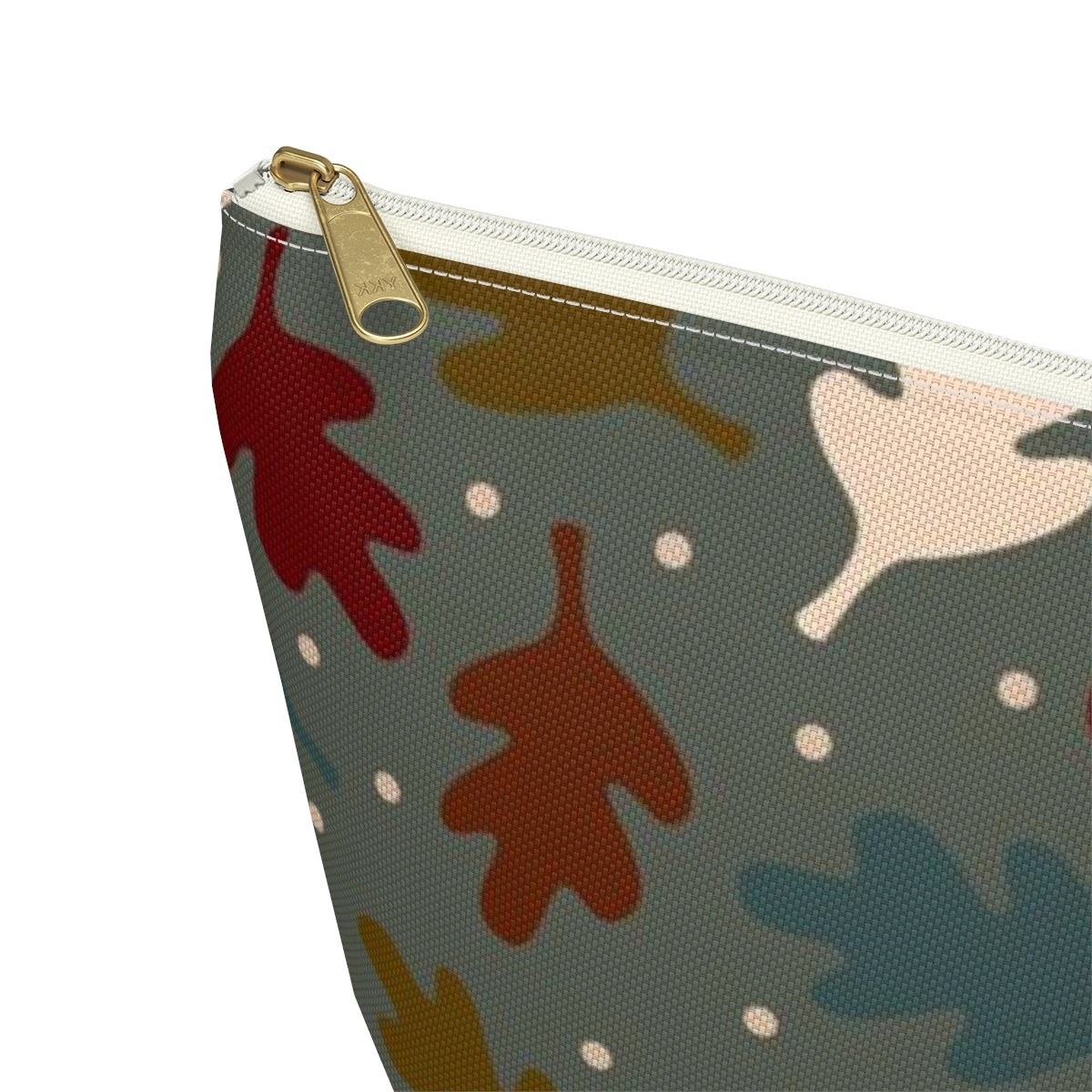 Big Bottom Zipper Pouch - Fall Leaves on Sage