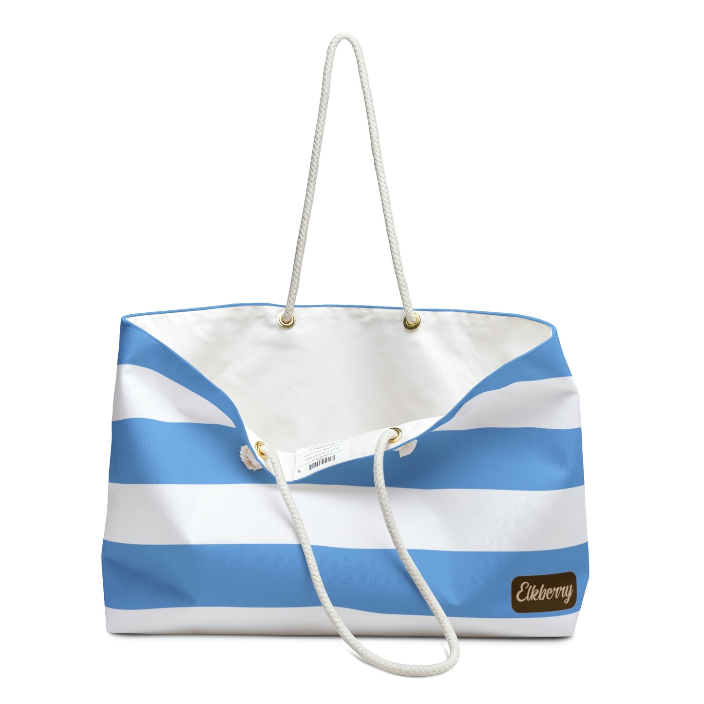Weekender Tote Bag - Light Blue/White Stripes