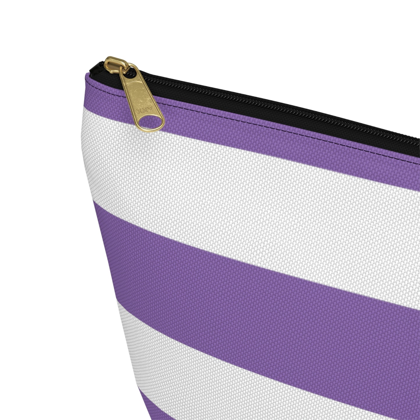 Big Bottom Zipper Pouch - Lilac/White Stripes