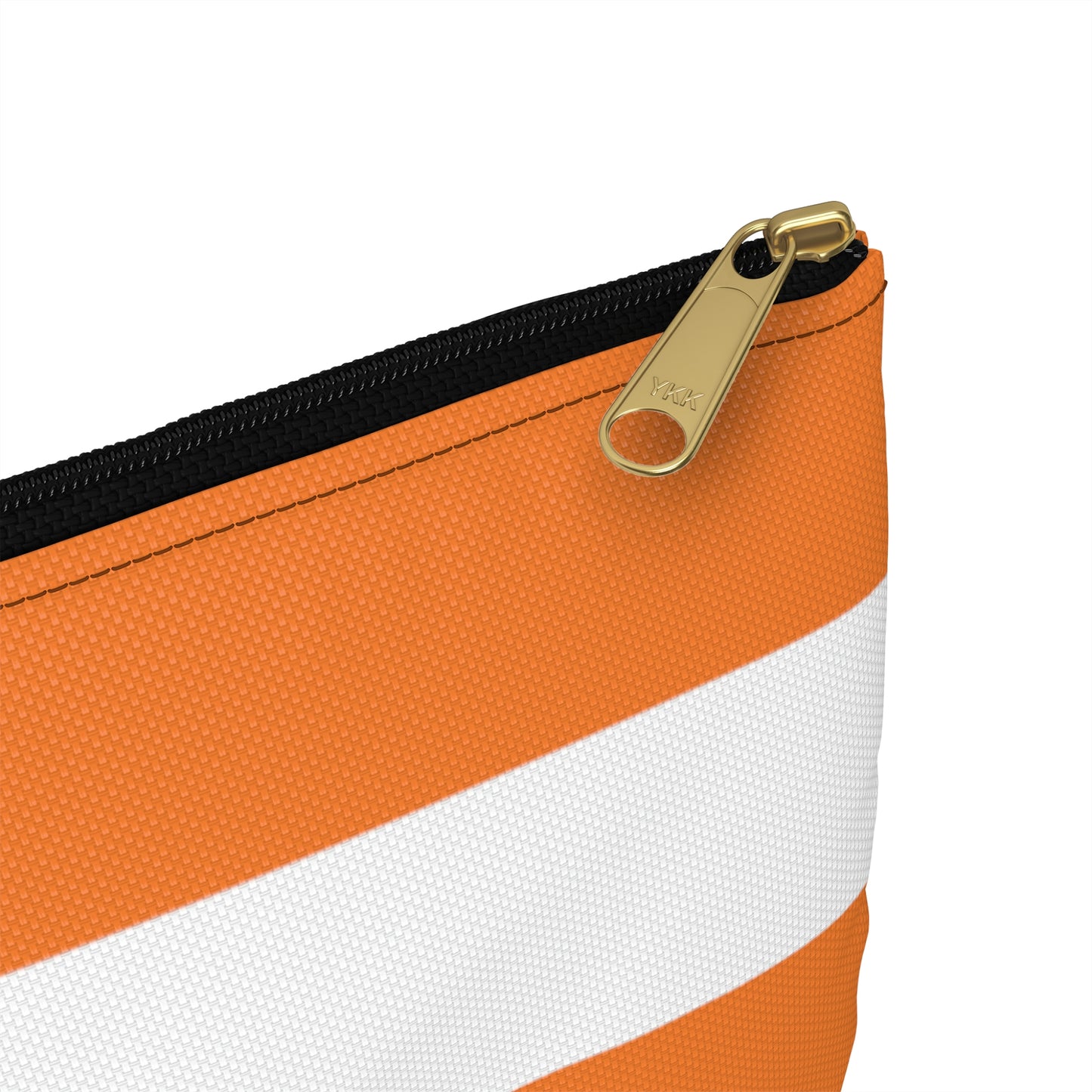 Flat Zipper Pouch - Orange/White Stripes