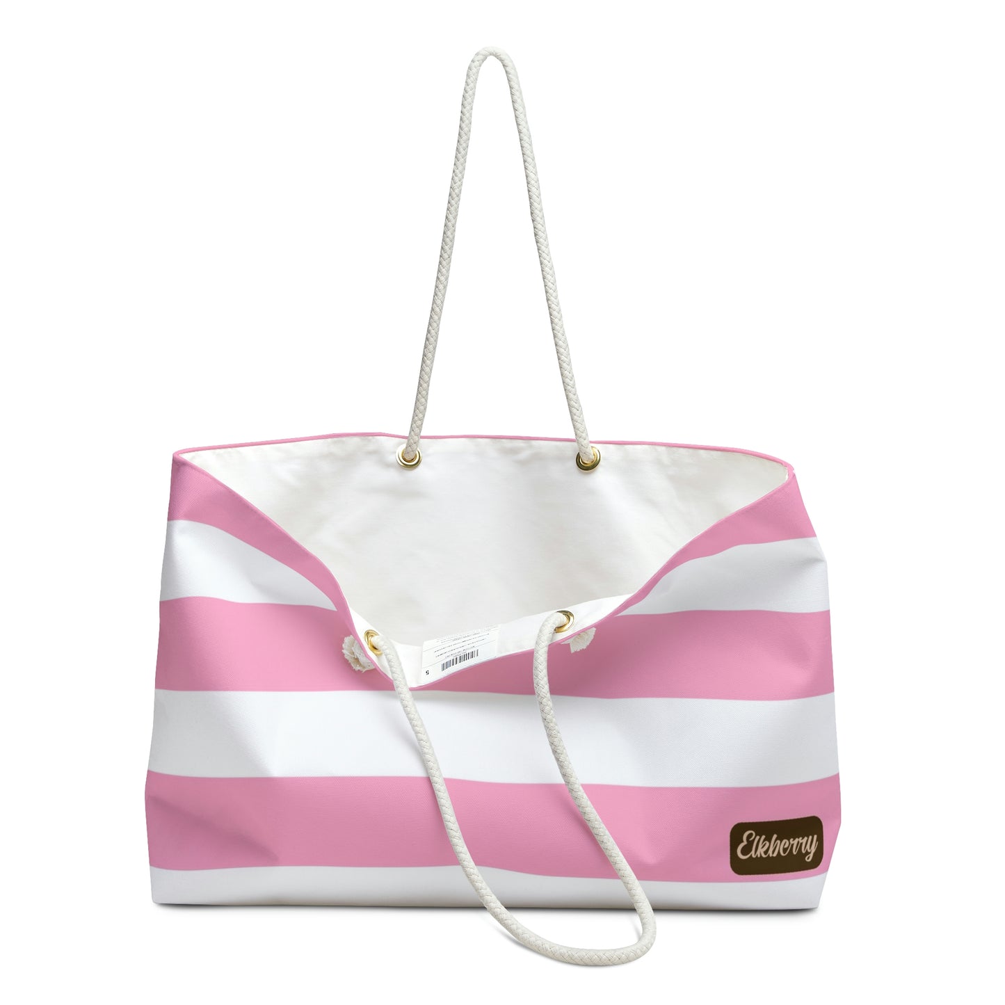 Weekender Tote Bag - Baby Pink/White Stripes