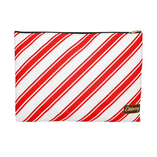 Flat Zipper Pouch - Peppermint Candy Cane Stripes