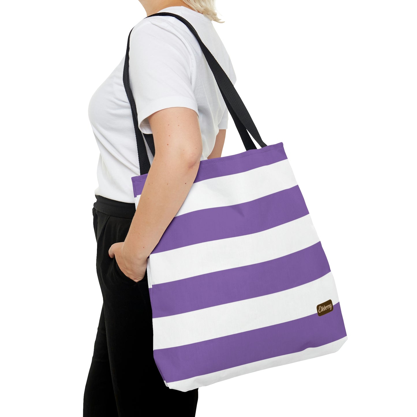 Lightweight Tote Bag - Lilac/White Stripes