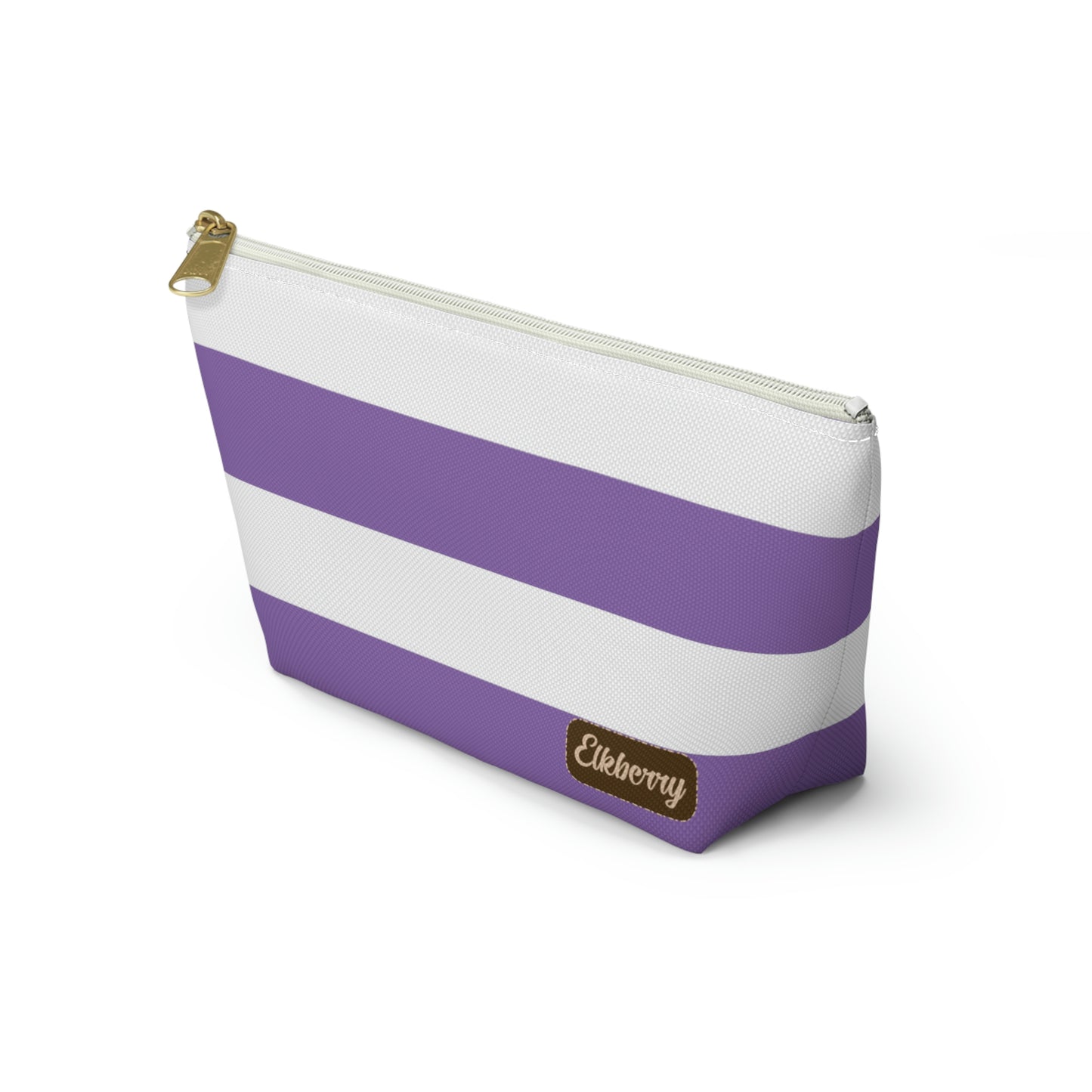Big Bottom Zipper Pouch - Lilac/White Stripes