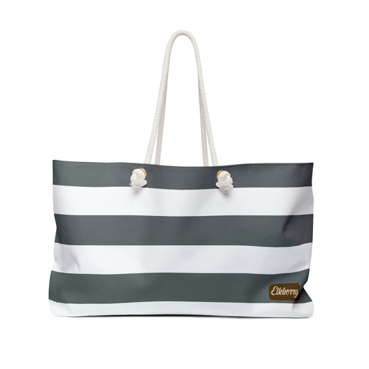 Weekender Tote Bag - Charcoal Gray/White Stripes