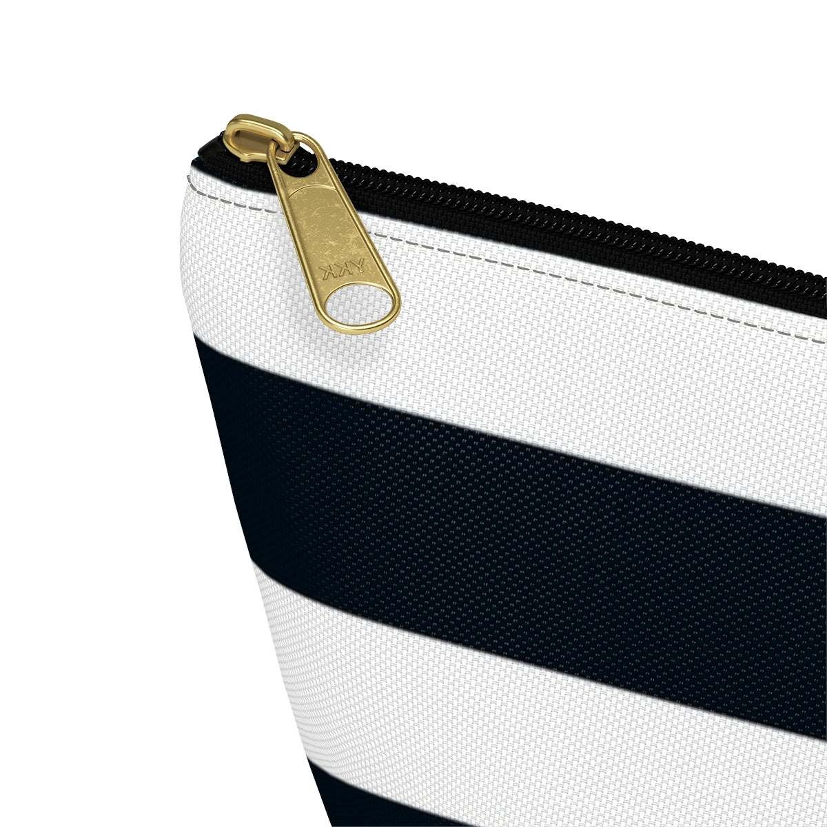 Big Bottom Zipper Pouch - Navy/White Stripes