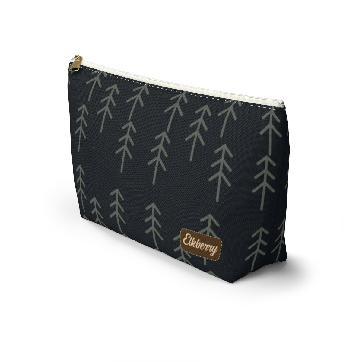 Big Bottom Zipper Pouch - Stick Trees in Navy
