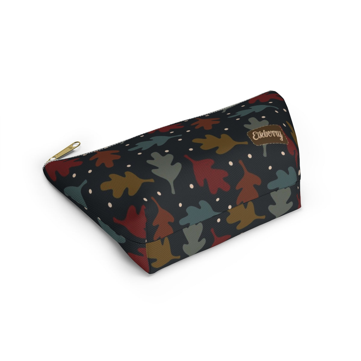 Big Bottom Zipper Pouch - Fall Leaves on Navy