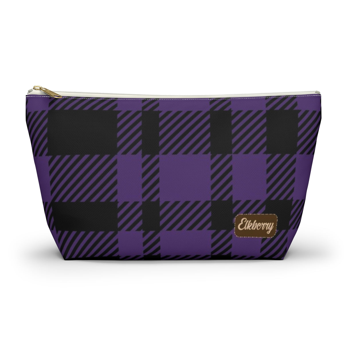 Big Bottom Zipper Pouch - Purple Buffalo Check, Purple Plaid
