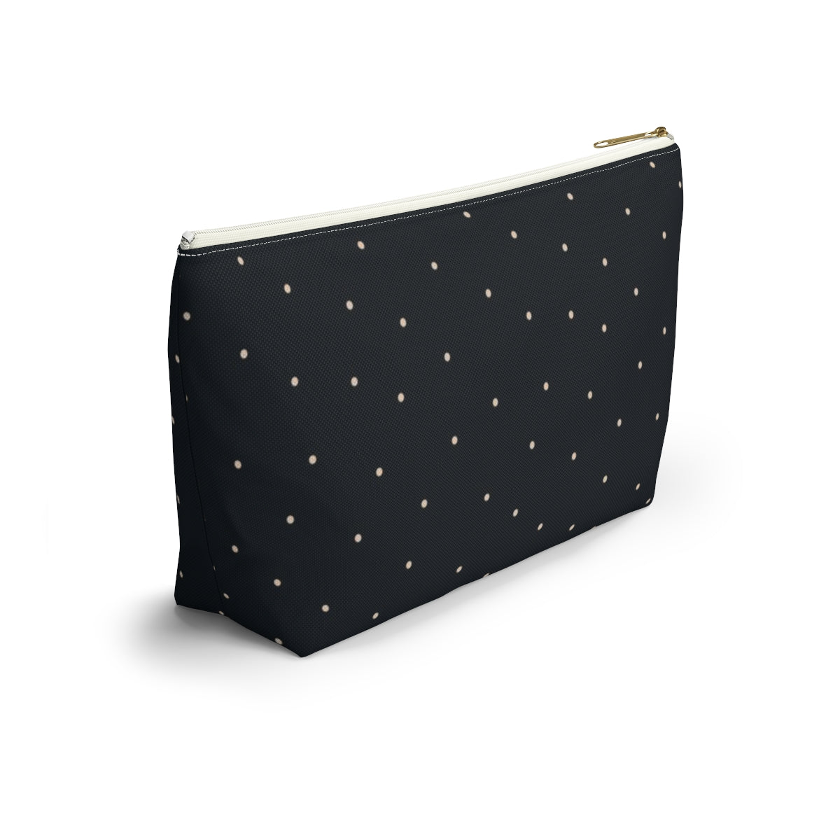 Big Bottom Zipper Pouch - Dots on Navy