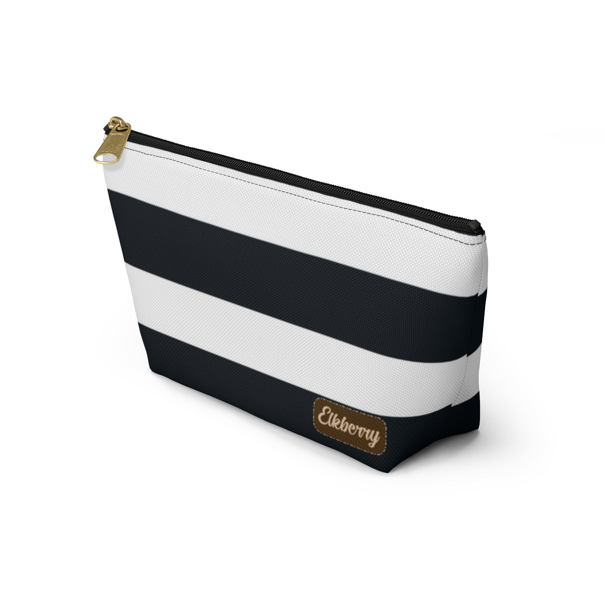 Big Bottom Zipper Pouch - Navy/White Stripes