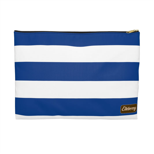 Flat Zipper Pouch - True Blue/White Stripes