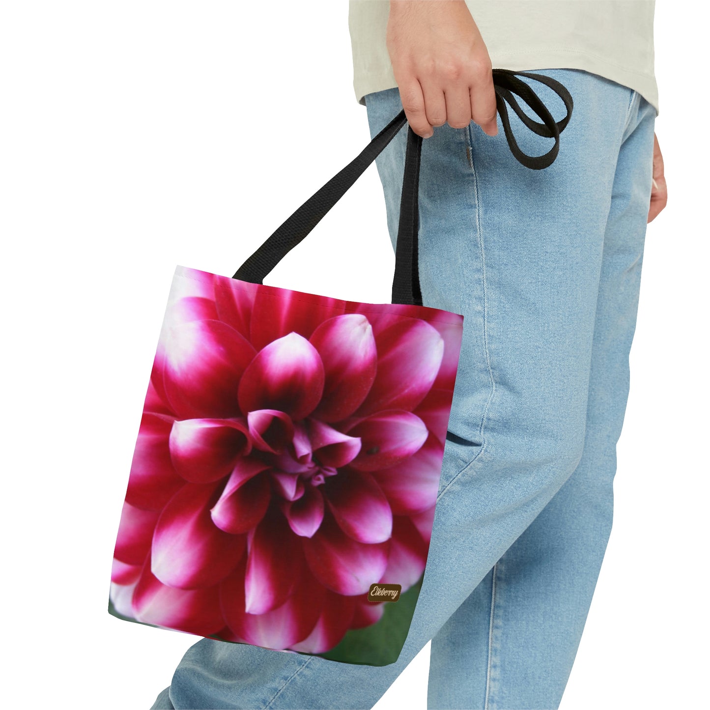 Lightweight Tote Bag - Pink & White Dahlia