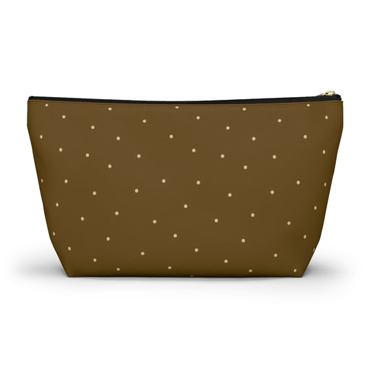 Big Bottom Zipper Pouch - Dots on Mustard