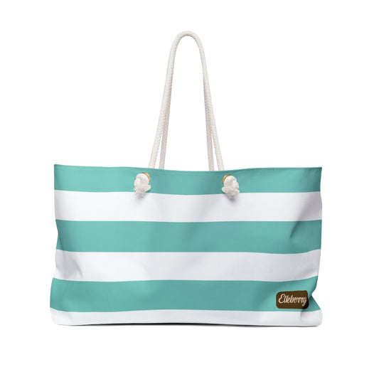 Weekender Tote Bag - Aqua/White Stripes